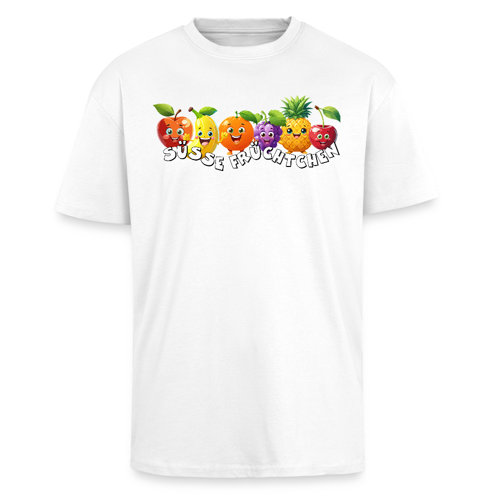 Heavy Oversize T-Shirt mit SÜSSE FRÜCHTCHEN PRINT - Weiß