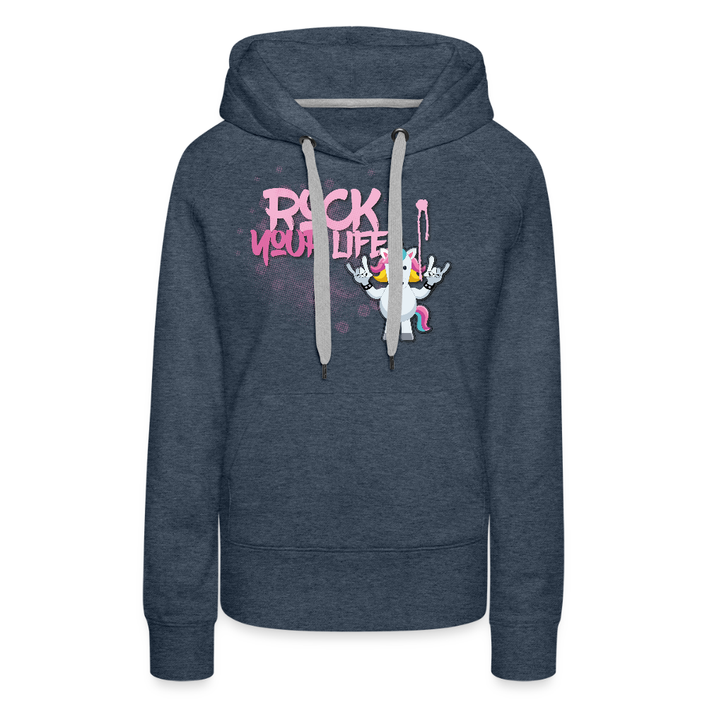 Frauen Premium Hoodie mit ROCK YOUR LIFE PRINT - Jeansblau