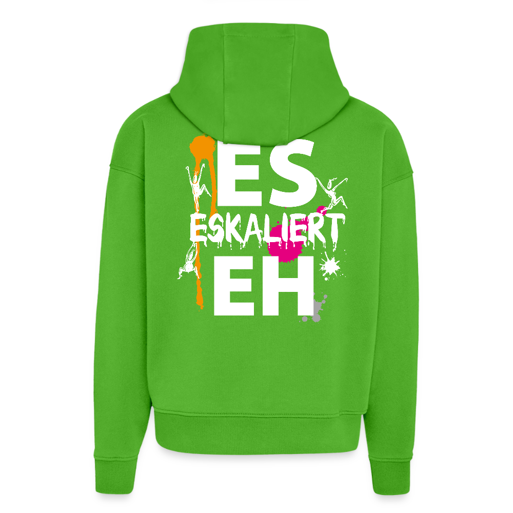 Heavyweight Oversized Organic Hoodie mit ES ESKALIERT EH  PRINT - Apple Neon