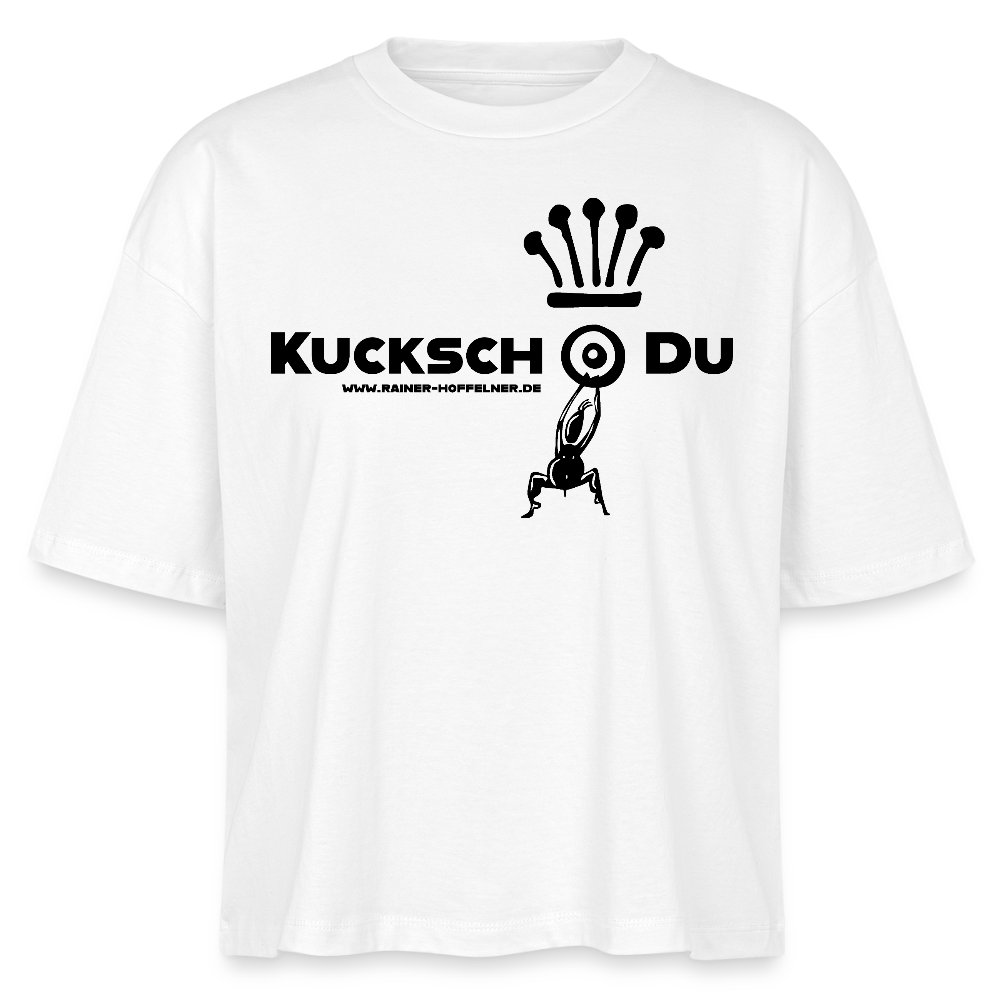 Frauen Boxy Bio-T-Shirt mit KUCKSCH DU PRINT - Weiß