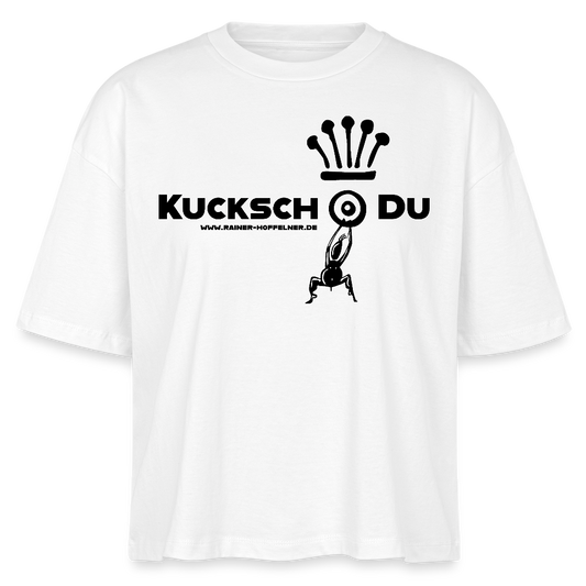 Frauen Boxy Bio-T-Shirt mit KUCKSCH DU PRINT - Weiß