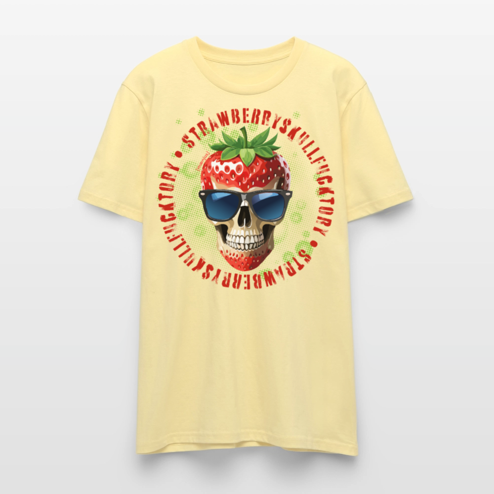 Unisex T-Shirt mit STRAWBERRY SKULL PRINT Vorderseite - Creme