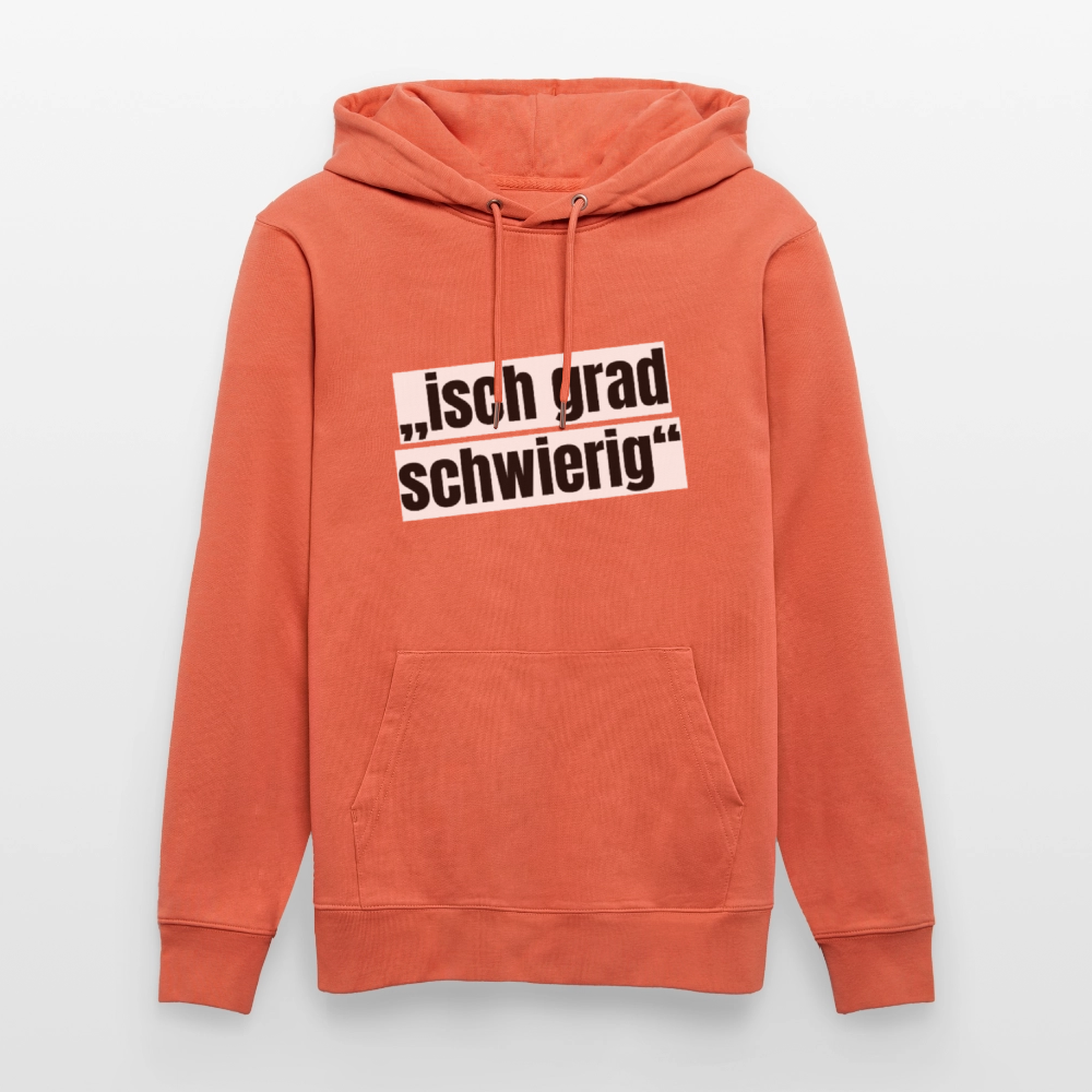 Unisex Hoodie mit ISCH GRAD SCHWIERIG PRINT - Hellrot