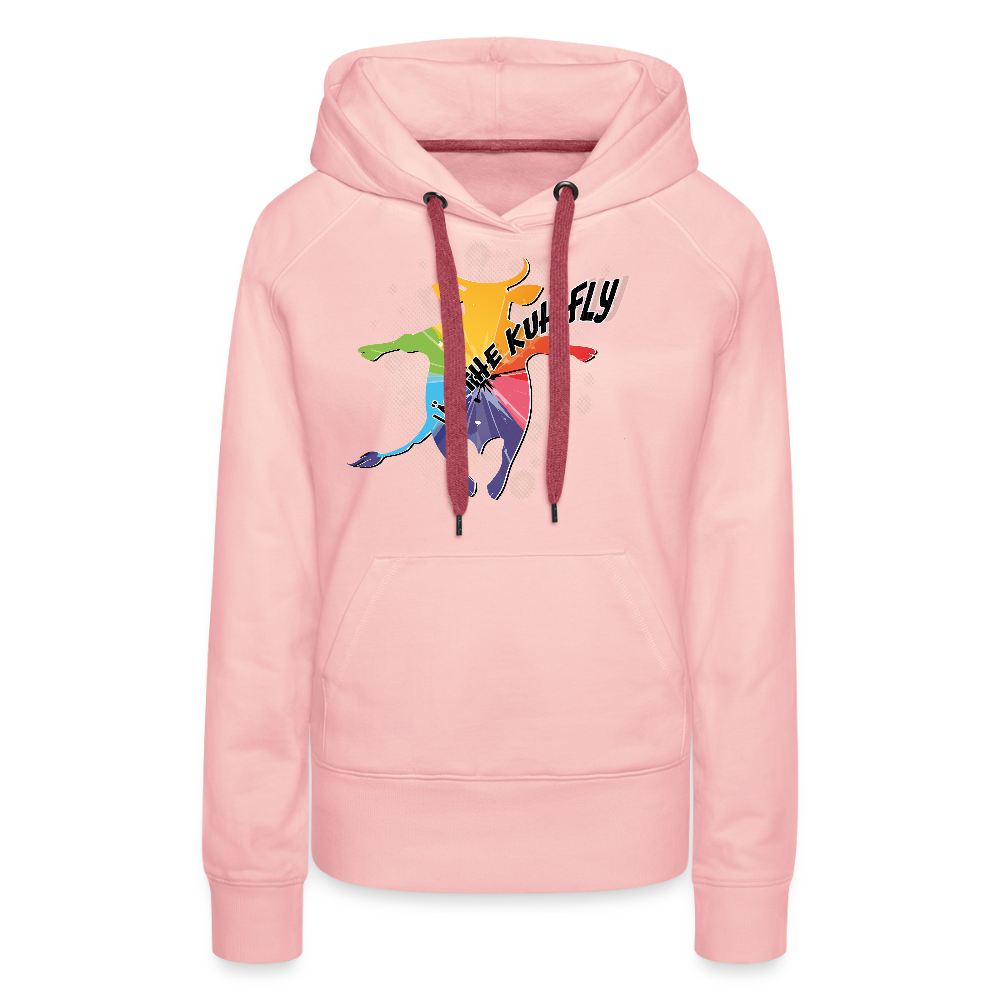 Frauen Premium Hoodie mit LÄD THE KUH FLY PRINT - Kristallrosa