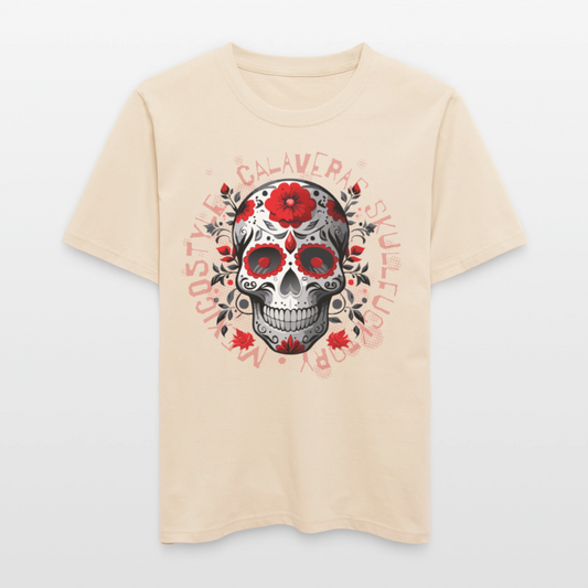 Relaxed Fit Unisex Bio-T-Shirt mit CALAVERS ROSEN PRINT Vorderseite - Weißgrau