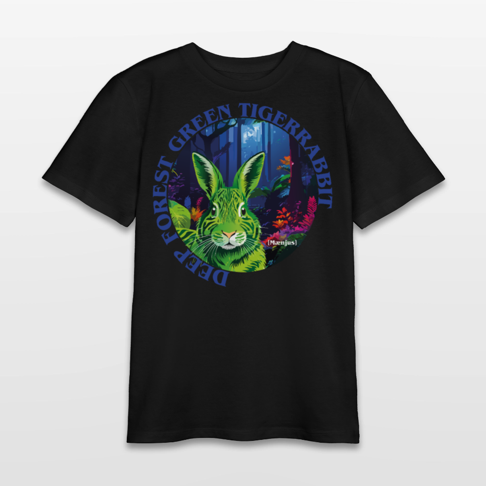 MNJS TEENS Bio T-Shirt mit DEEP FOREST GREEN TIGERRABBIT PRINT - Schwarz