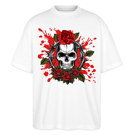 Oversized Unisex T-Shirt mit ROSENSKULL PRINT - Weiß