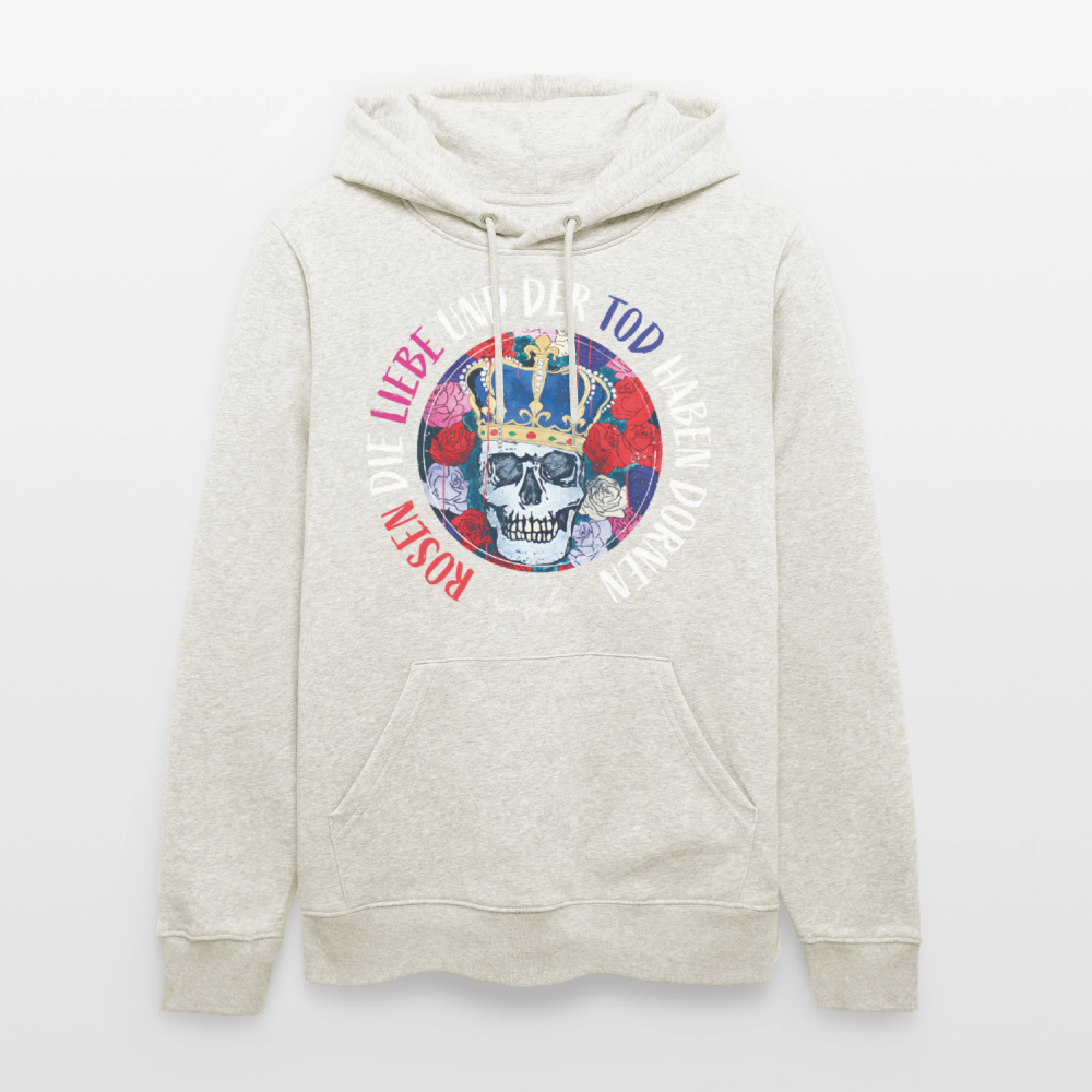 Unisex Hoodie mit ROSEN DIE LIEBE UND DER TOD HABEN DORNEN PRINT - Beige meliert