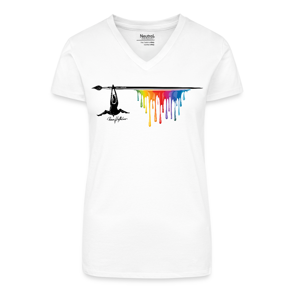 Bio Frauen T-Shirt mit V-Ausschnitt und MÄNNLE PRINT - Weiß