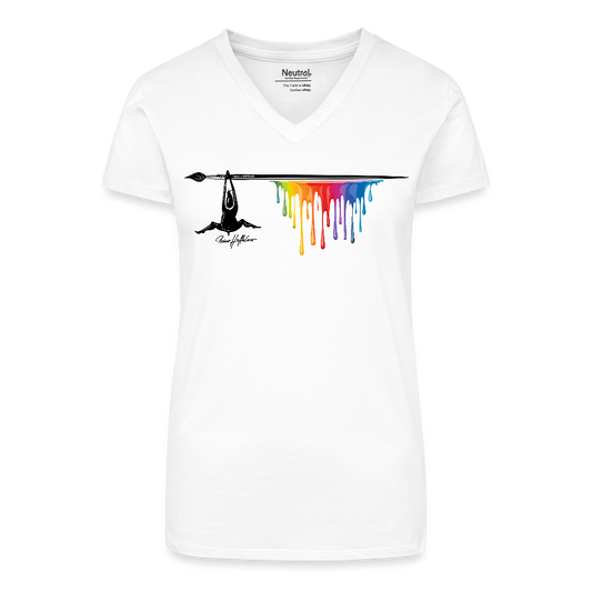 Bio Frauen T-Shirt mit V-Ausschnitt und MÄNNLE PRINT - Weiß