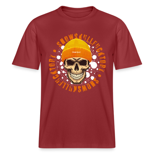 Unisex Bio-T-Shirt mit SNOWSKULL FUCKTORY PRINT - Erdrot