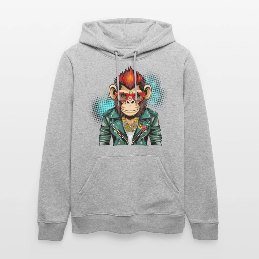 Unisex Hoodie mit MONKEY PRINT - Grau meliert