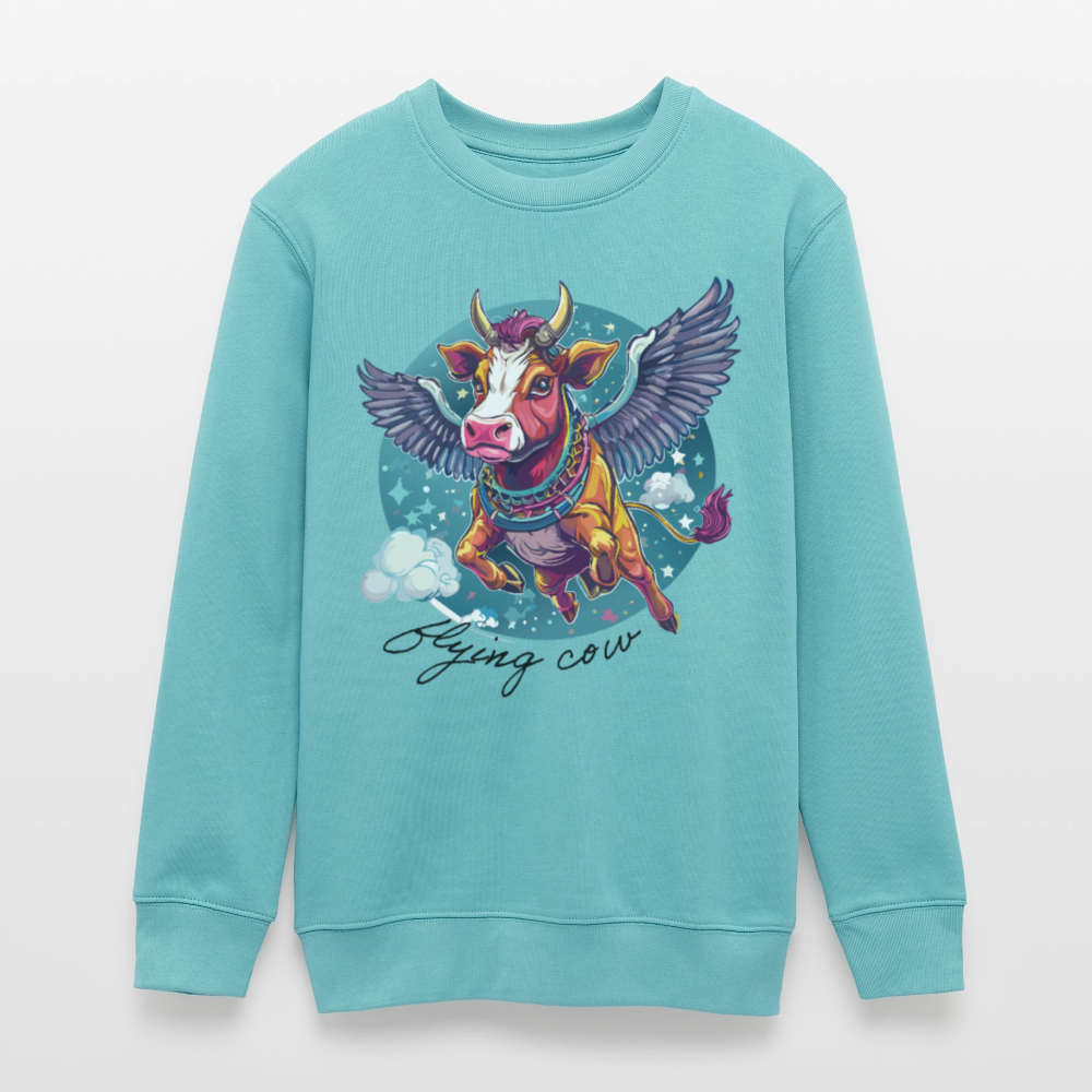 MNJS TEENS Bio Sweatshirt mit FLYING COW PRINT - Pastelltürkis