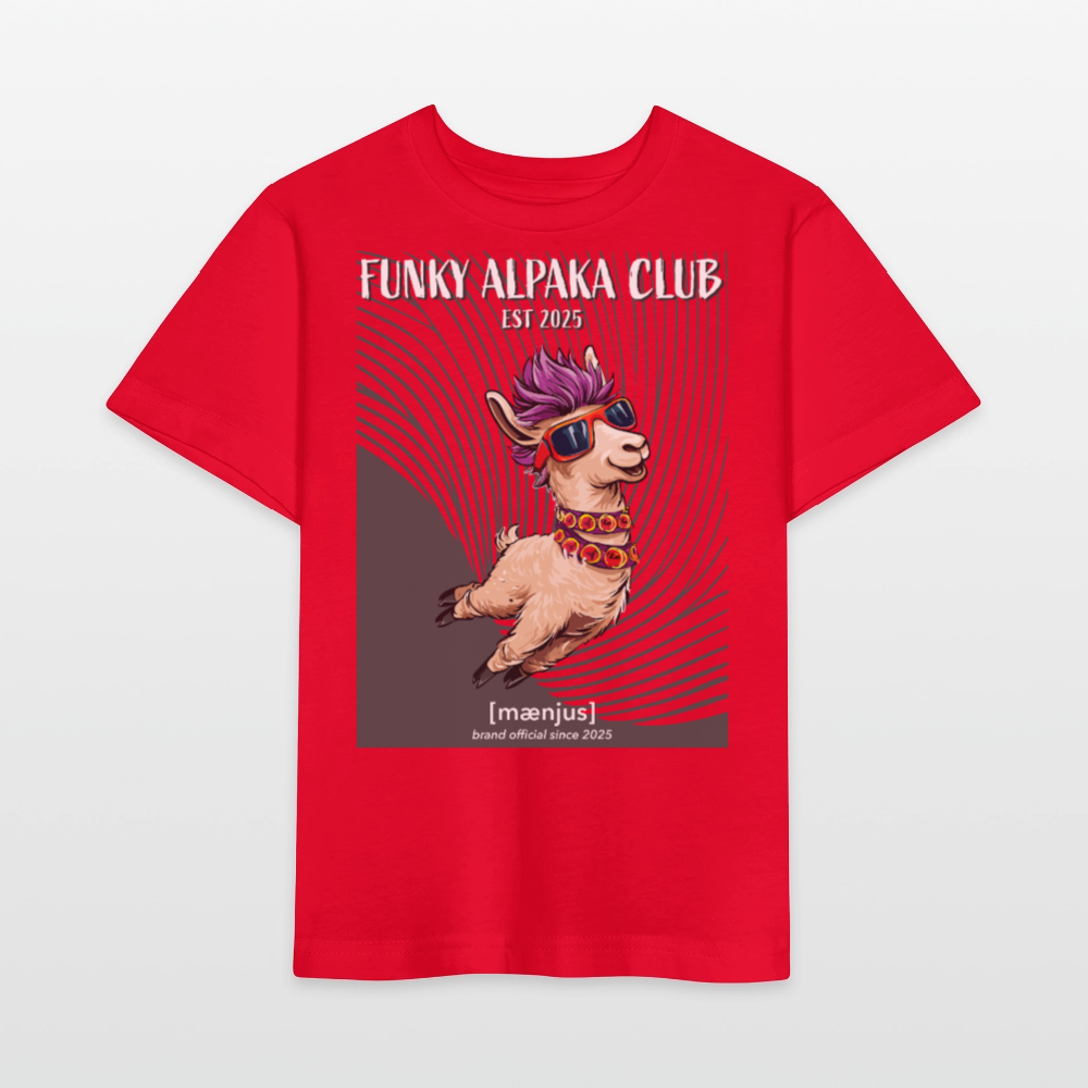 MNJS KIDS Bio T-Shirt mit FUNKY ALPAKA CLUB PRINT - Rot