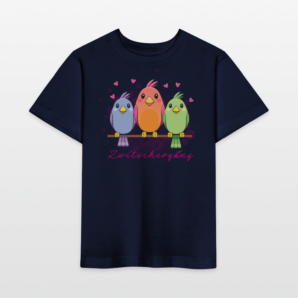 Kinder T-Shirt MINI mit Zwitschergäng Print - Navy