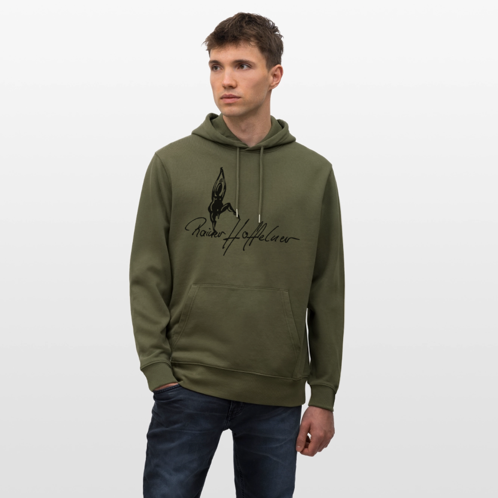 Unisex Bio-Hoodie mit TUSCHEMÄNNCHEN PRINT - Khaki Grün