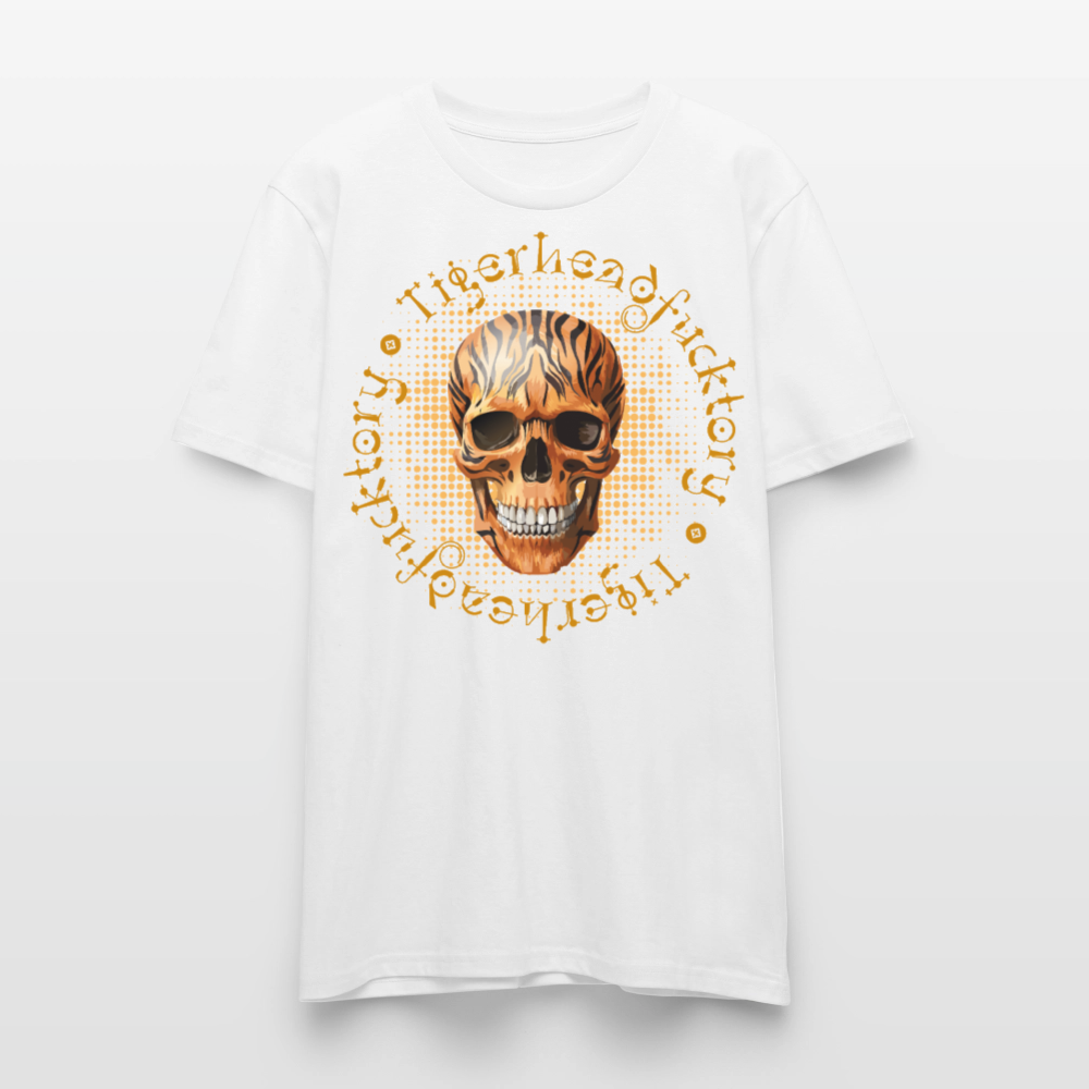 Unisex T-Shirt mit TIGERHEAD SKULL PRINT Vorderseite - Weiß