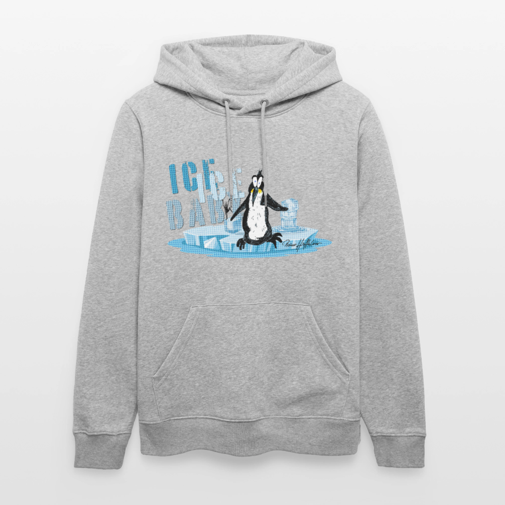Unisex Bio-Hoodie mit ICE ICE BABY PINGUIN PRINT - Grau meliert