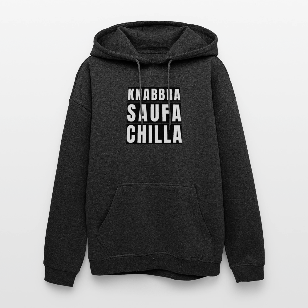Oversized Unisex Hoodie mit KNABBRA SAUFA CHILLA PRINT - Anthrazit