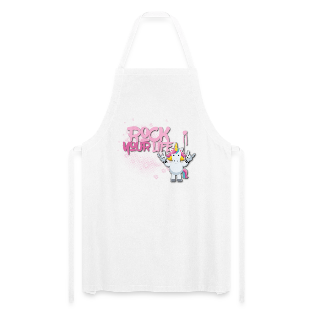 Kochschürze mit ROCK YOUR LIFE PRINT - Weiß