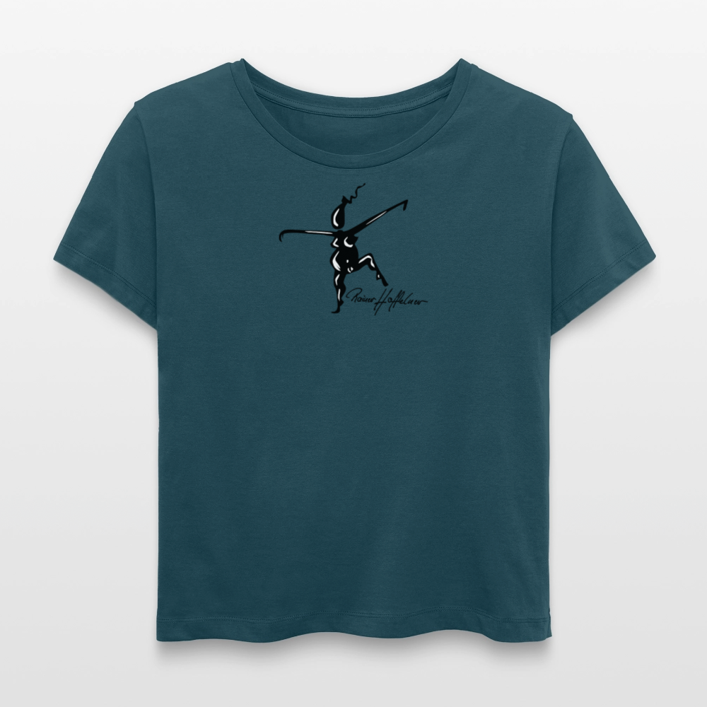 Relaxed Rundhals Frauen Bio-T-Shirt mit TUSCHEWEIBCHEN PRINT - Dunkles Petrol