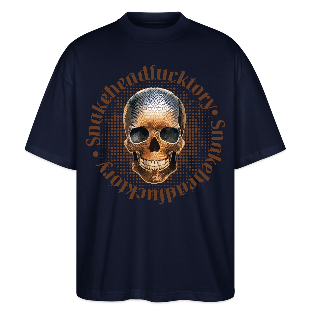 Oversized Unisex T-Shirt mit SNAKEHEAD SKULL PRINT - Navy