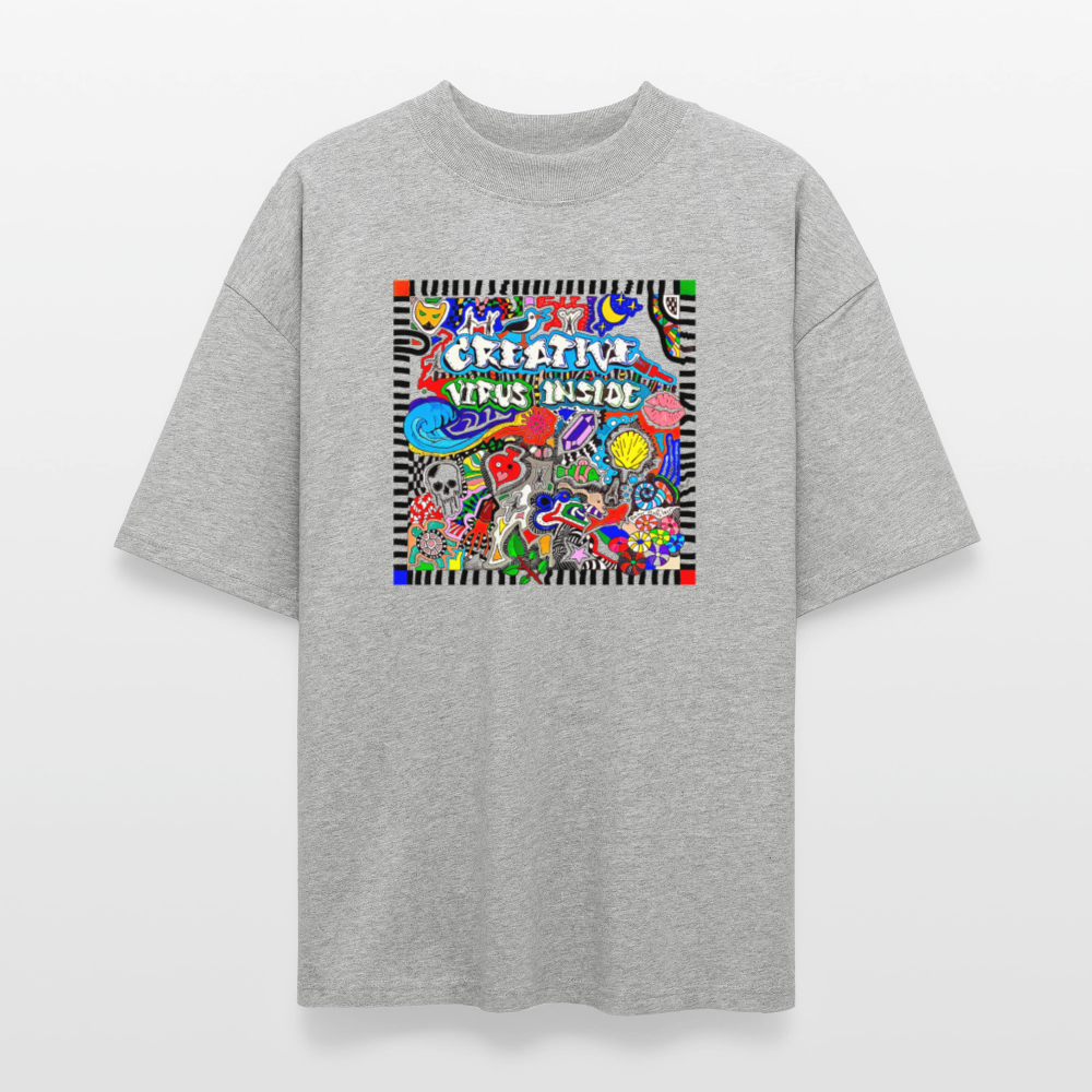 Oversized Unisex Bio T-Shirt mit CREATIVE VIRUS INSIDE PRINT Vorderseite - Grau meliert