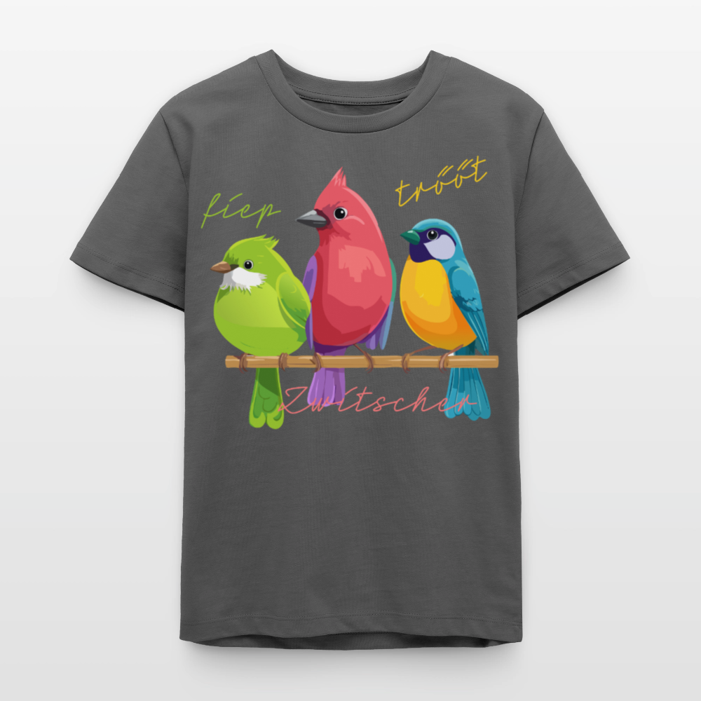 MNJS TEENS Bio T-Shirt mit ZWITSCHERGÄNG PRINT - Anthrazit