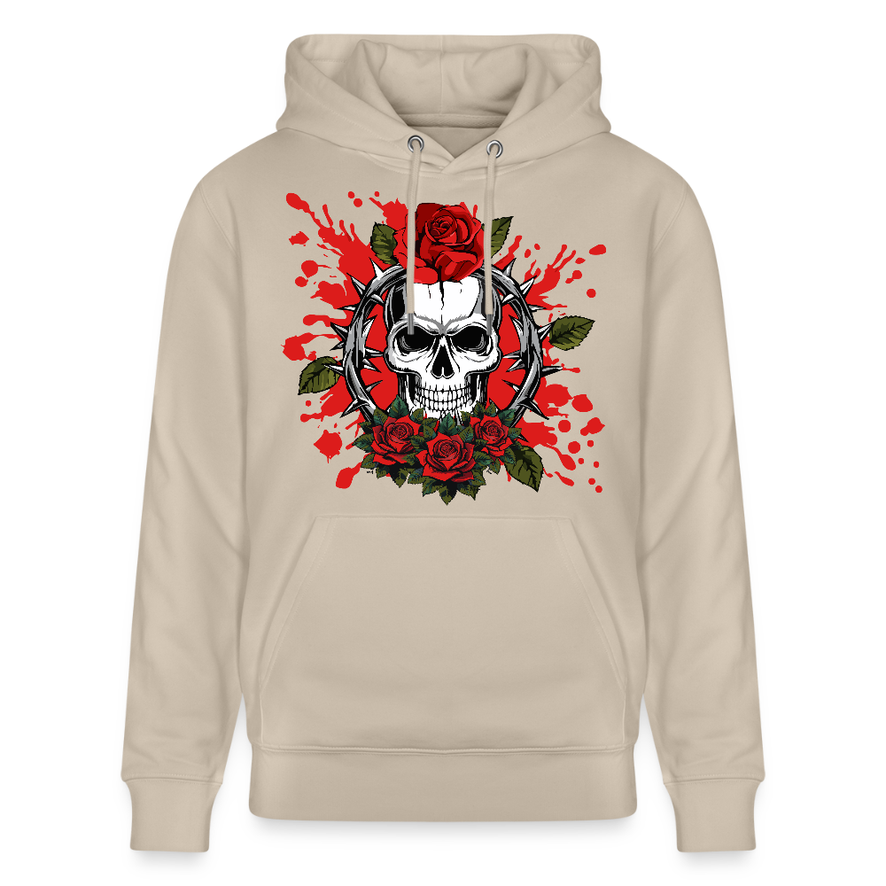 Unisex Hoodie mit ROSENSKULL PRINT - Beige