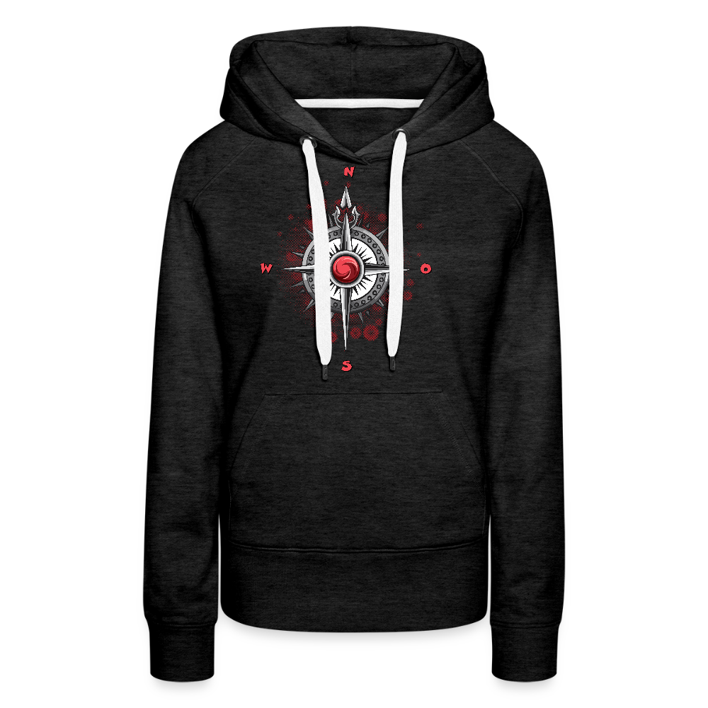 Frauen Premium Hoodie mit WINDROSE PRINT - Anthrazit