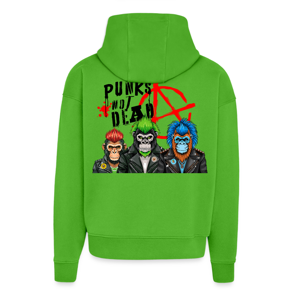 Heavyweight Oversized Organic Hoodie mit PUNKS NOT DEAD PRINT - Apple Neon