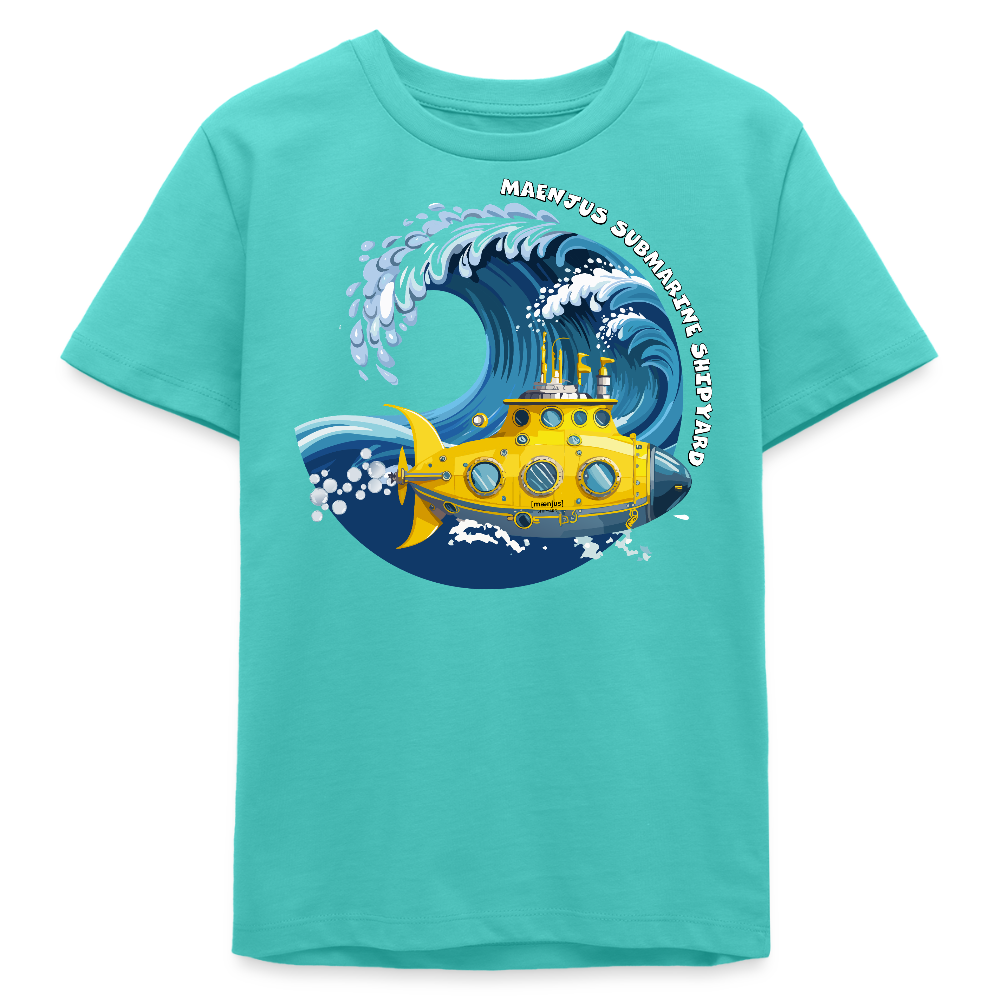 MNJS TEENS Bio T-Shirt mit SUBMARINE SHIPYARD PRINT - Poolblau