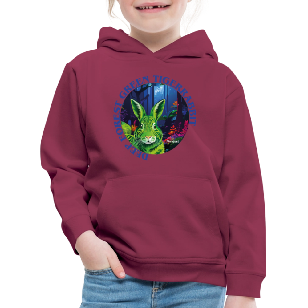 MNJS KIDS Premium Hoodie mit DEEP FOREST GREEN TIGERRABBIT PRINT - Bordeaux