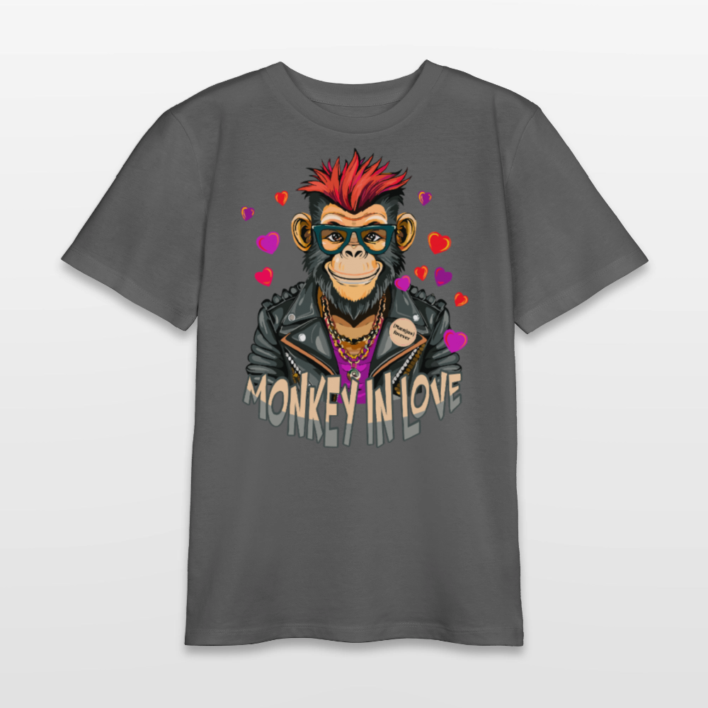 MNJS TEENS Bio T-Shirt mit MONKEY IN LOVE PRINT - Anthrazit
