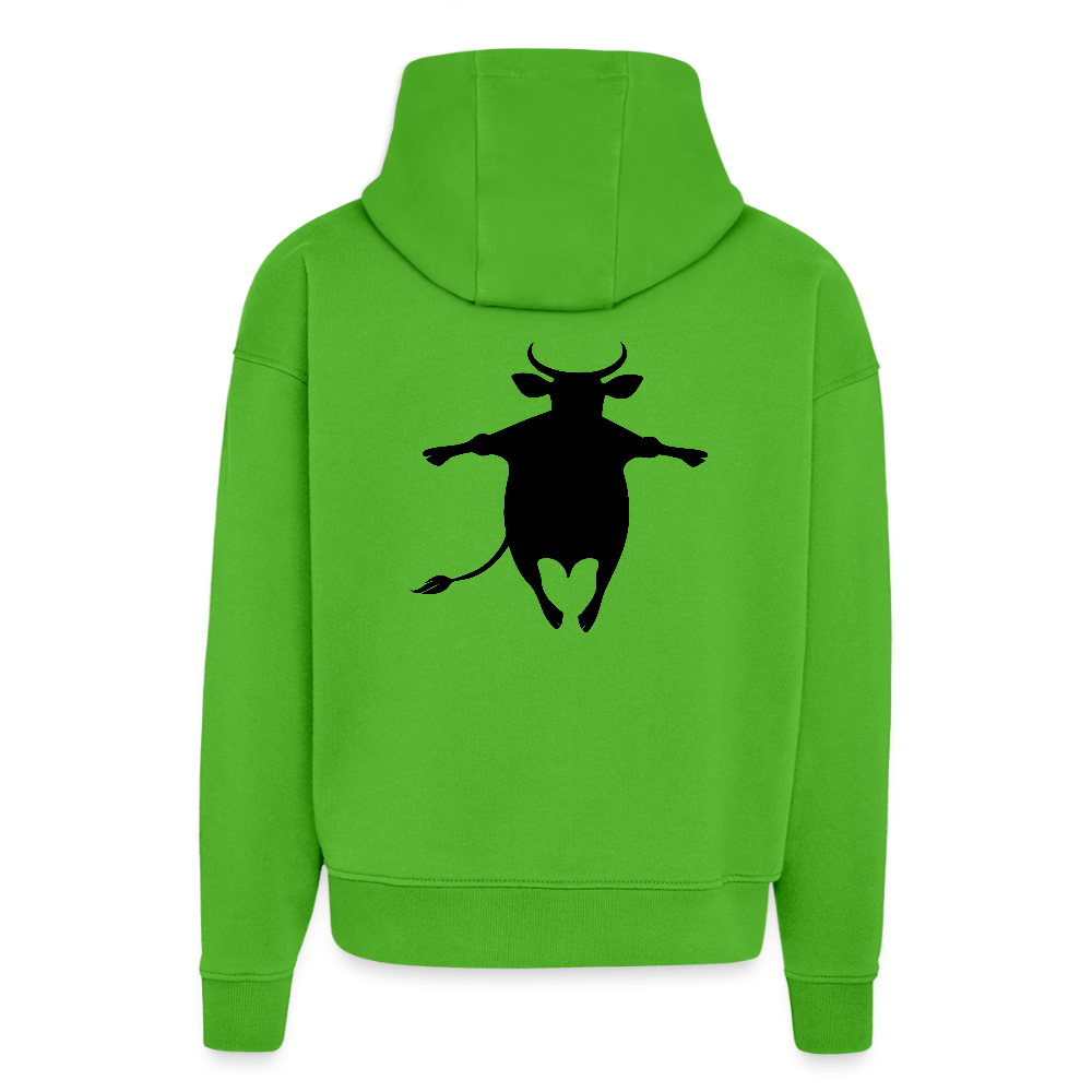 Heavyweight Oversized Organic Hoodie mit FUNNY COW PRINT - Apple Neon