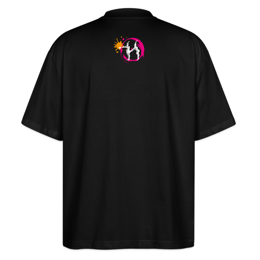 Oversized Unisex T-Shirt mit ES ESKALIERT EH PRINT - Schwarz