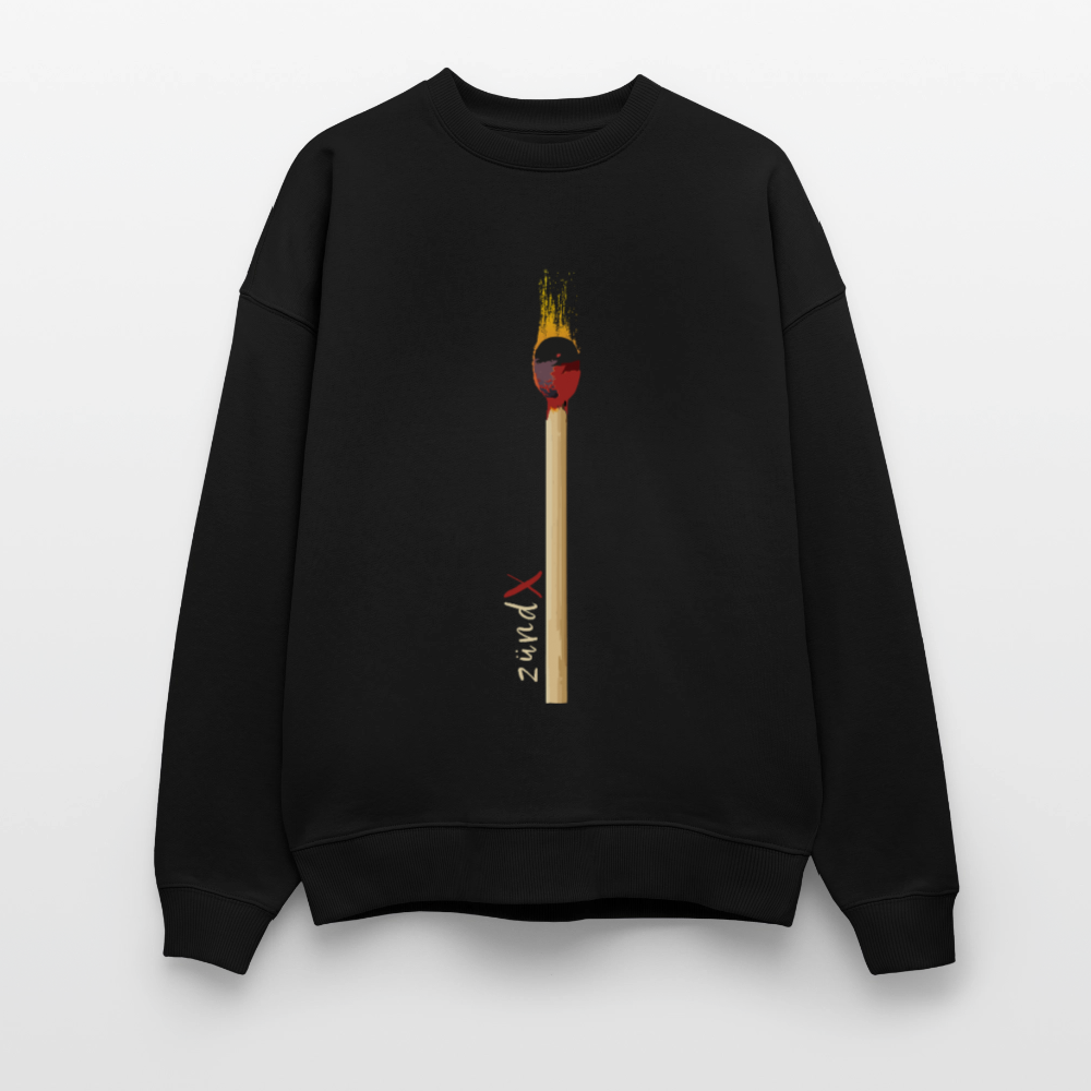 Unisex Oversize Pullover mit zündX PRINT - Schwarz