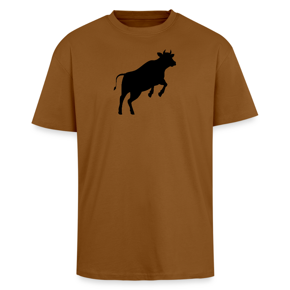 Heavy Oversize T-Shirt mit JUMPING COW PRINT - Toffee