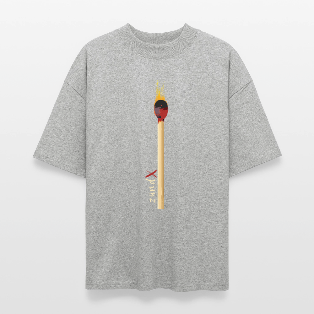 Oversized Unisex T-Shirt mit ZÜNDX PRINT - Grau meliert