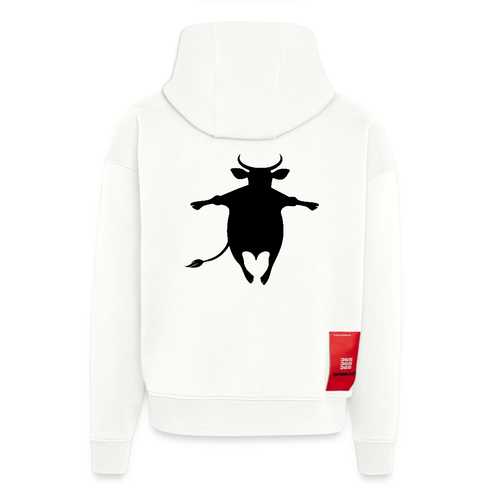 Heavyweight Oversized Organic Hoodie mit FUNNY COW PRINT - OFF WHITE