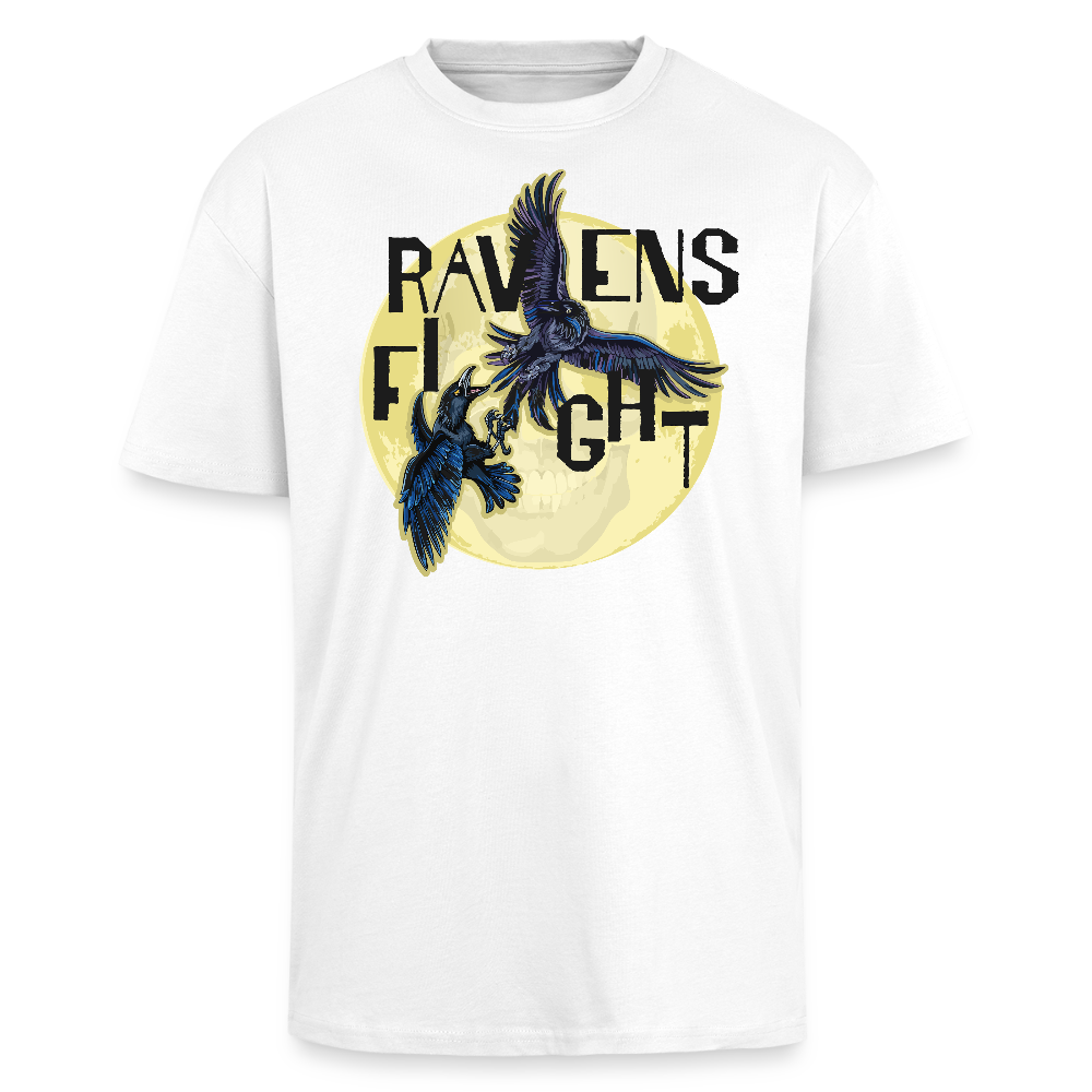 Heavy Oversize T-Shirt mit RAVENS FIGHT PRINT - Weiß