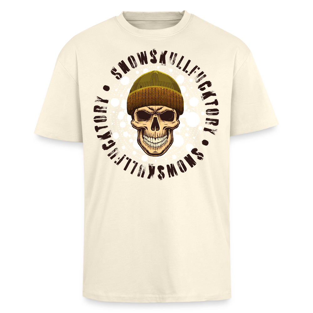 Heavy Oversize T-Shirt mit SNOWSKULL braun PRINT - Creme