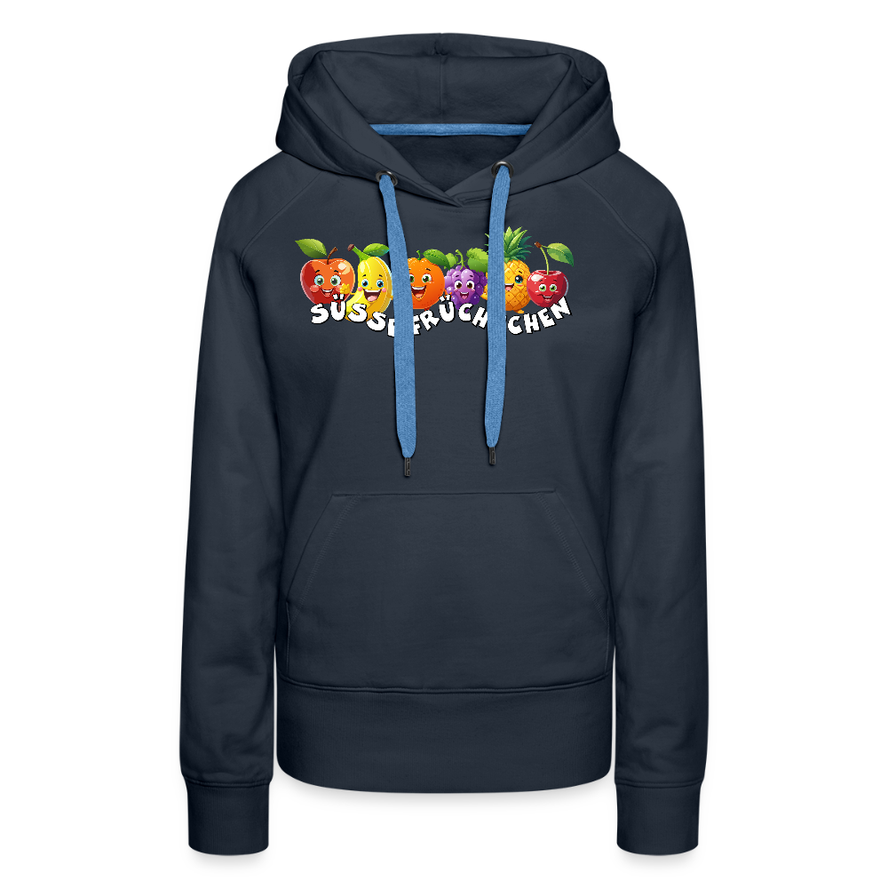 Frauen Premium Hoodie mit SÜSSE FRÜCHTCHEN PRINT - Navy