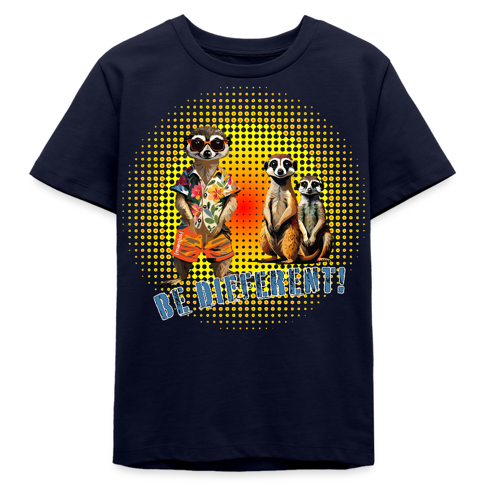 MNJS TEENS Bio T-Shirt mit BE DIFFERENT PRINT - Navy