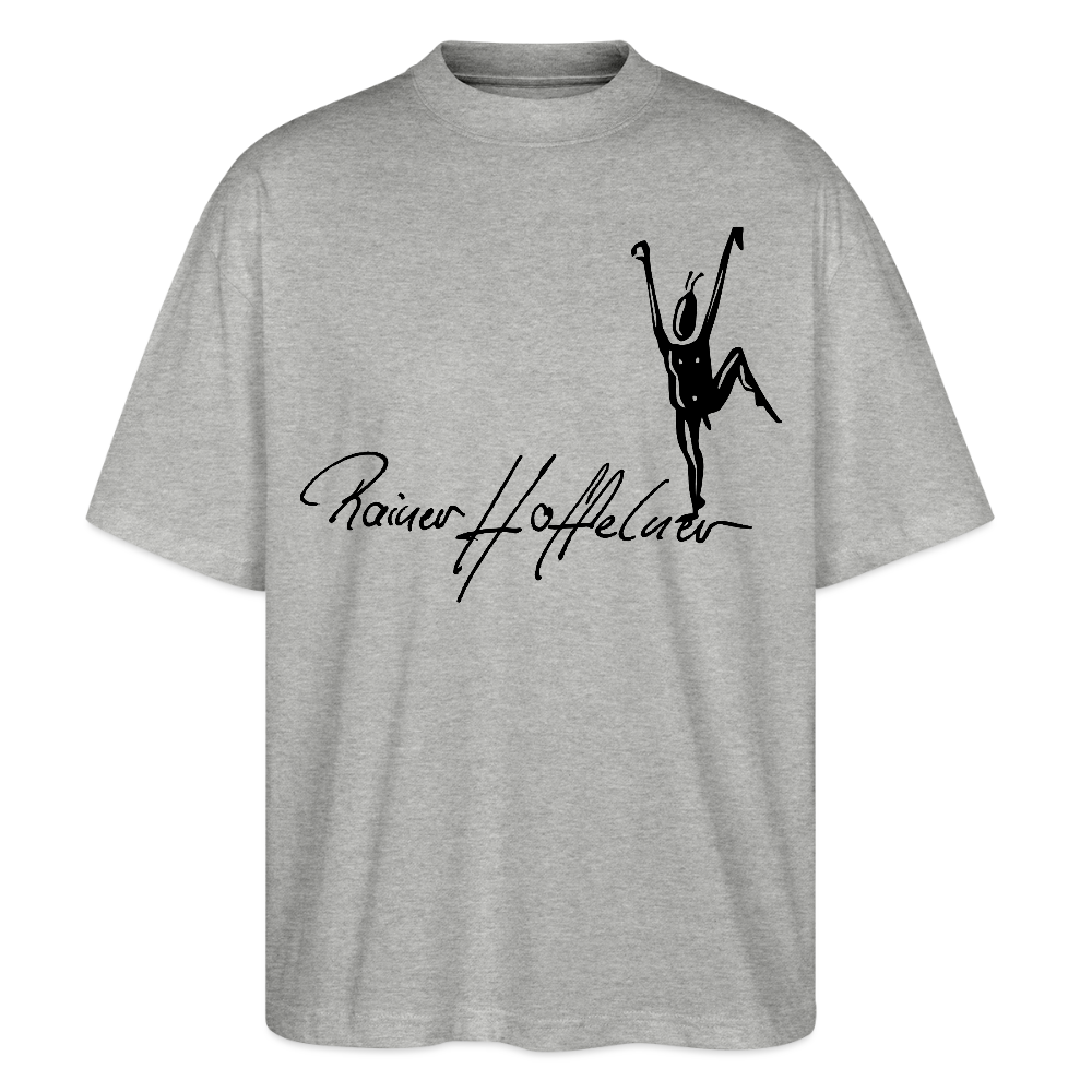 Oversized Unisex T-Shirt mit TUSCHEMÄNNCHEN PRINT - Grau meliert