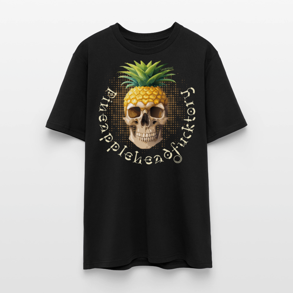 Unisex Bio-T-Shirt mit PINEAPPLE SKULL PRINT Vorderseite - Schwarz