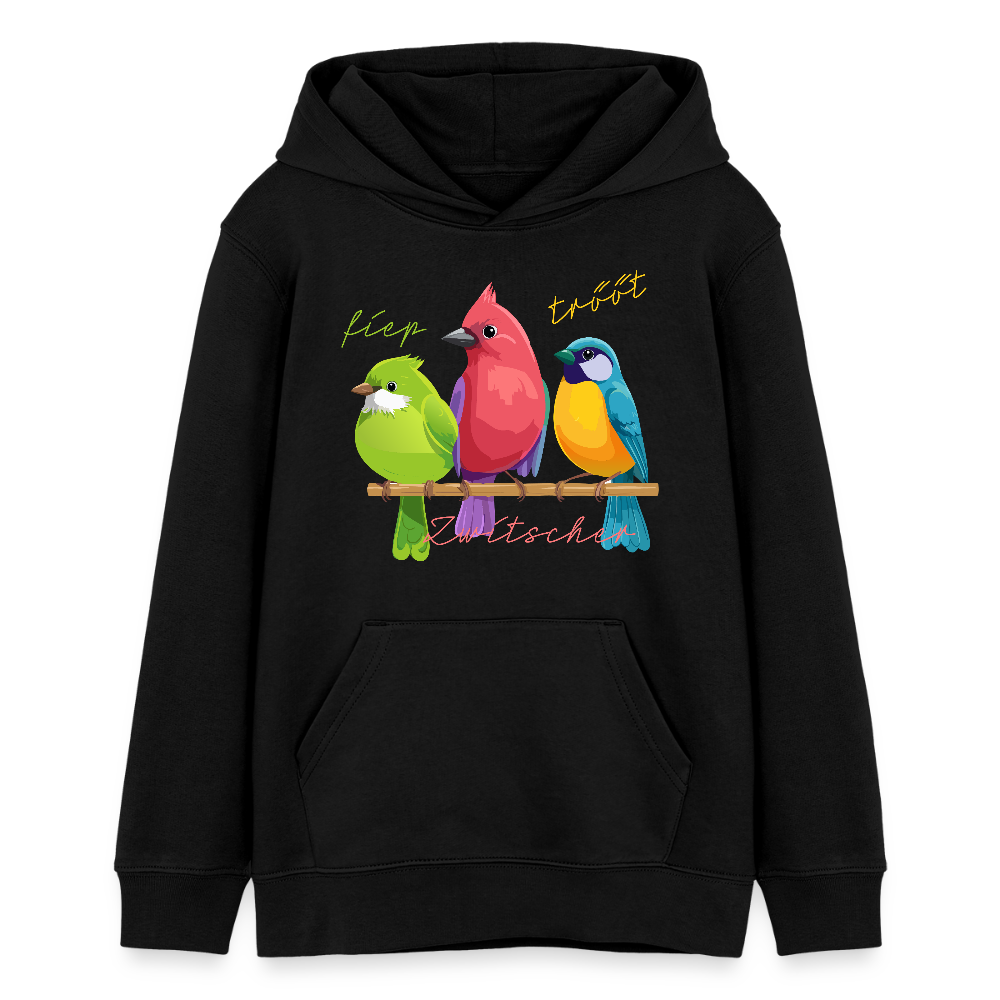 MNJS TEENS Bio-Hoodie mit ZWITSCHERGÄNG PRINT - Schwarz