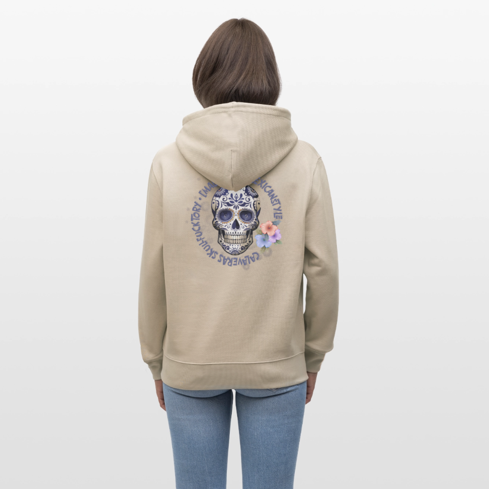 Unisex Hoodie mit MAENJUS MEXICANSTYLE PRINT Vorder- und Rückseite - Beige