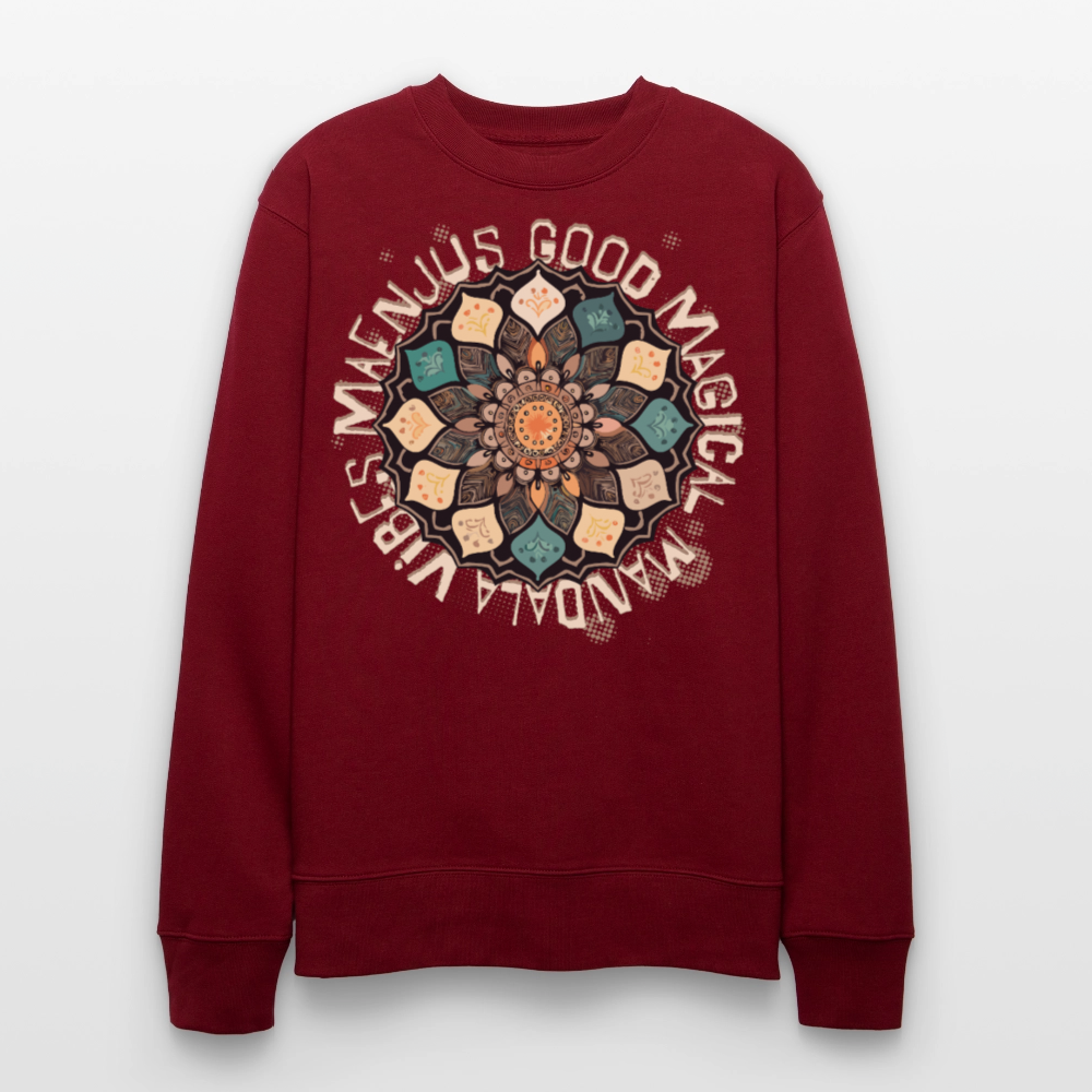 Unisex Bio-Sweatshirt mit MANDALA VIBES PRINT - Burgunderrot