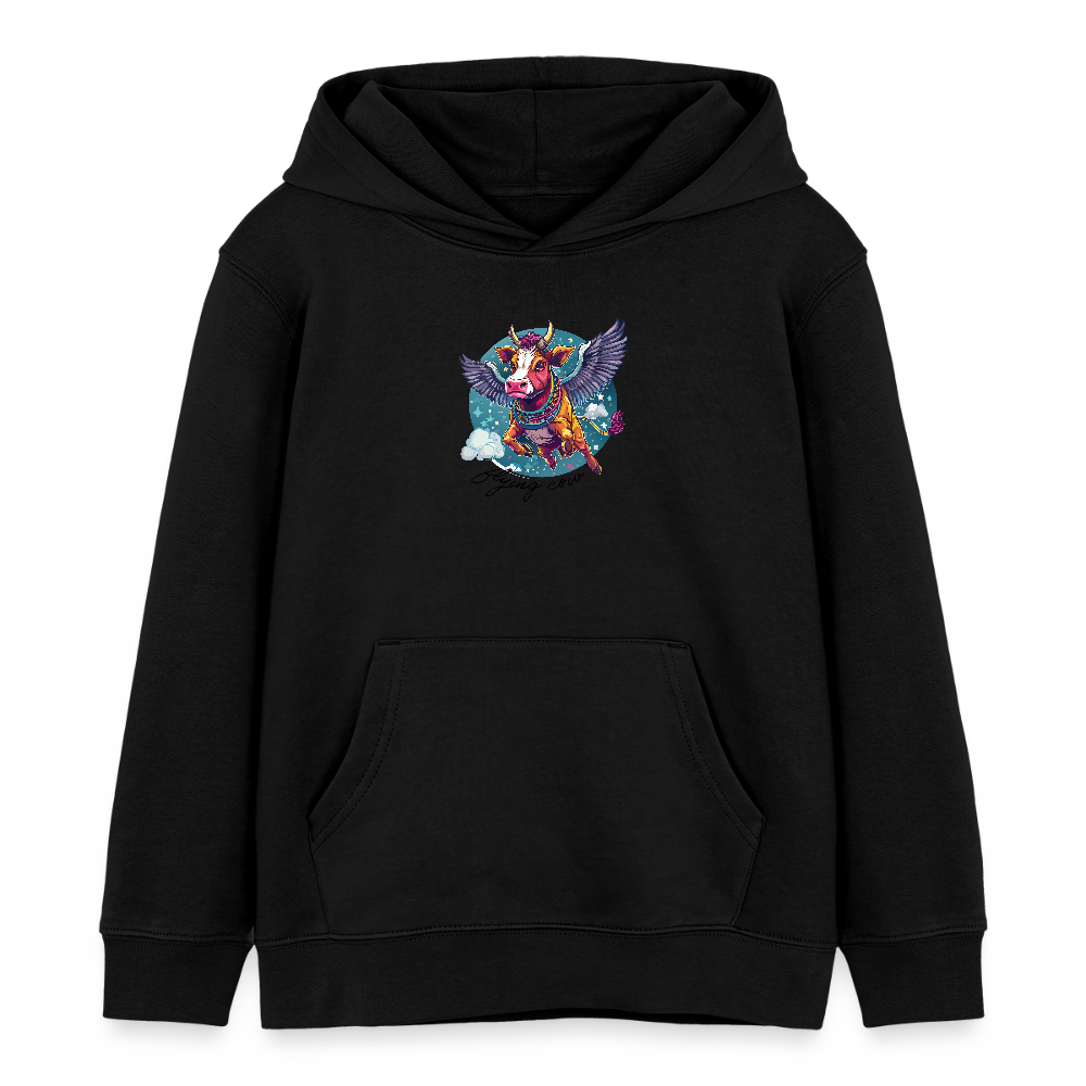 MNJS KIDS Bio-Hoodie mit FLYING COW PRINT - Schwarz